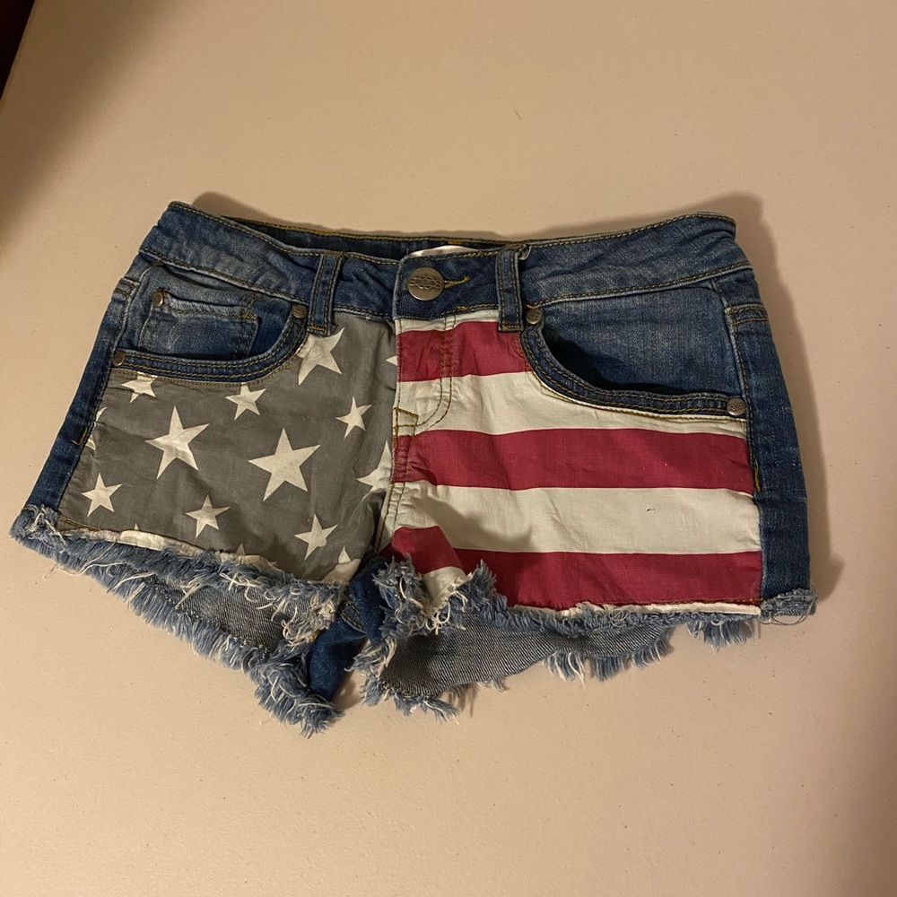 American flag jean shorts